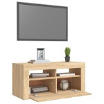 vidaXL Comodă TV cu lumini LED, stejar Sonoma, 90x35x40 cm