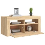 vidaXL Comodă TV cu lumini LED, stejar Sonoma, 90x35x40 cm