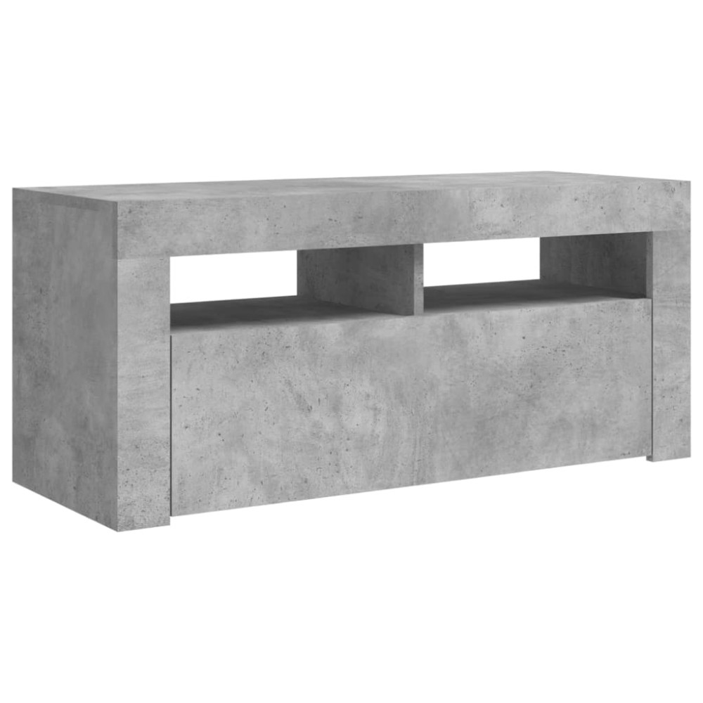 vidaXL Comodă TV cu lumini LED, gri beton, 90x35x40 cm