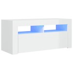 vidaXL Comodă TV cu lumini LED, alb extralucios, 90x35x40 cm vidaXL Comodă TV cu lumini LED, alb extralucios, 90x35x40 cm