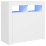 vidaXL Servantă cu lumini LED, alb, 80x35x75 cm vidaXL Servantă cu lumini LED, alb, 80x35x75 cm