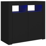 vidaXL Servantă cu lumini LED, negru, 80x35x75 cm vidaXL Servantă cu lumini LED, negru, 80x35x75 cm