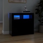 vidaXL Servantă cu lumini LED, negru, 80x35x75 cm vidaXL Servantă cu lumini LED, negru, 80x35x75 cm