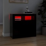 vidaXL Servantă cu lumini LED, negru, 80x35x75 cm vidaXL Servantă cu lumini LED, negru, 80x35x75 cm