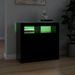 vidaXL Servantă cu lumini LED, negru, 80x35x75 cm vidaXL Servantă cu lumini LED, negru, 80x35x75 cm