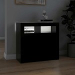 vidaXL Servantă cu lumini LED, negru, 80x35x75 cm vidaXL Servantă cu lumini LED, negru, 80x35x75 cm