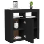 vidaXL Servantă cu lumini LED, negru, 80x35x75 cm vidaXL Servantă cu lumini LED, negru, 80x35x75 cm