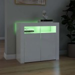 vidaXL Servantă cu lumini LED, alb extralucios, 80x35x75 cm