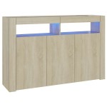 vidaXL Servantă cu lumini LED, stejar Sonoma, 115,5x30x75 cm vidaXL Servantă cu lumini LED, stejar Sonoma, 115,5x30x75 cm