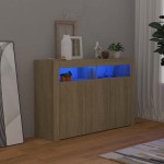 vidaXL Servantă cu lumini LED, stejar Sonoma, 115,5x30x75 cm vidaXL Servantă cu lumini LED, stejar Sonoma, 115,5x30x75 cm