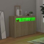 vidaXL Servantă cu lumini LED, stejar Sonoma, 115,5x30x75 cm vidaXL Servantă cu lumini LED, stejar Sonoma, 115,5x30x75 cm