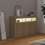 vidaXL Servantă cu lumini LED, stejar Sonoma, 115,5x30x75 cm vidaXL Servantă cu lumini LED, stejar Sonoma, 115,5x30x75 cm