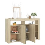vidaXL Servantă cu lumini LED, stejar Sonoma, 115,5x30x75 cm vidaXL Servantă cu lumini LED, stejar Sonoma, 115,5x30x75 cm