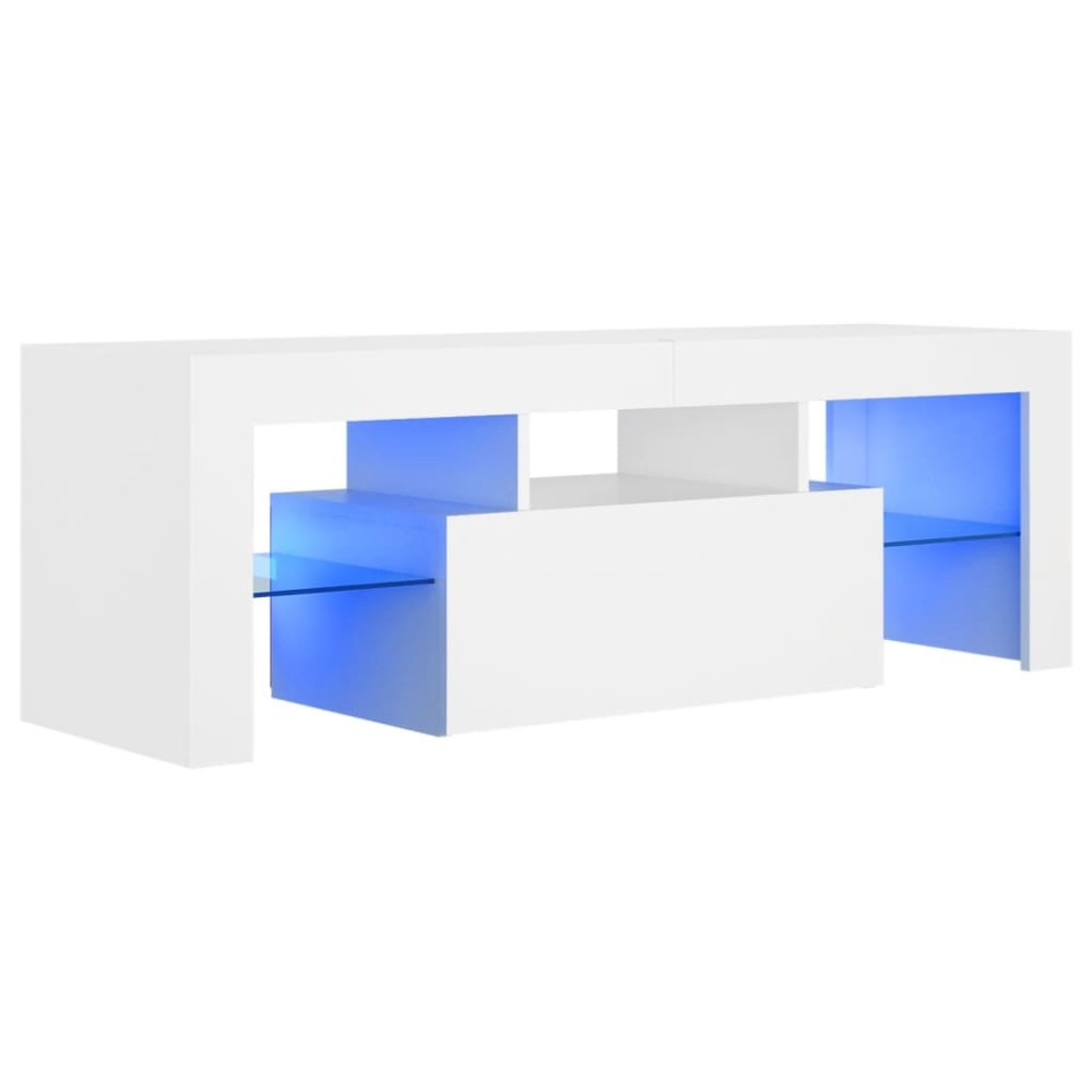 vidaXL Comodă TV cu lumini LED, alb, 120x35x40 cm