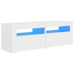 vidaXL Comodă TV cu lumini LED, alb, 120x35x40 cm