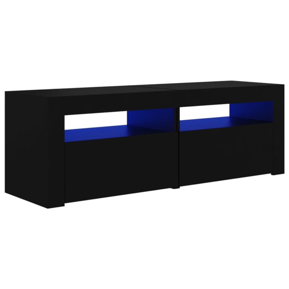 vidaXL Comodă TV cu lumini LED, negru, 120x35x40 cm