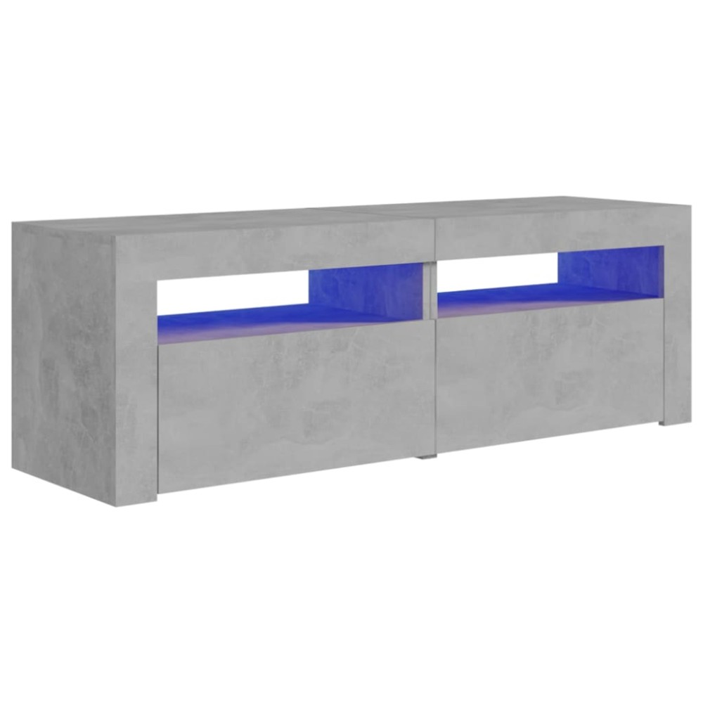 vidaXL Comodă TV cu lumini LED, gri beton, 120x35x40 cm