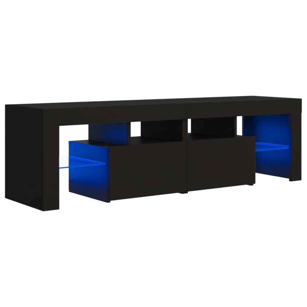 vidaXL Comodă TV cu lumini LED, negru, 140x36,5x40 cm