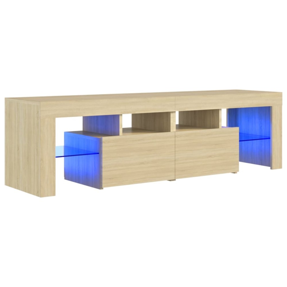 vidaXL Comodă TV cu lumini LED, stejar sonoma, 140x36,5x40 cm
