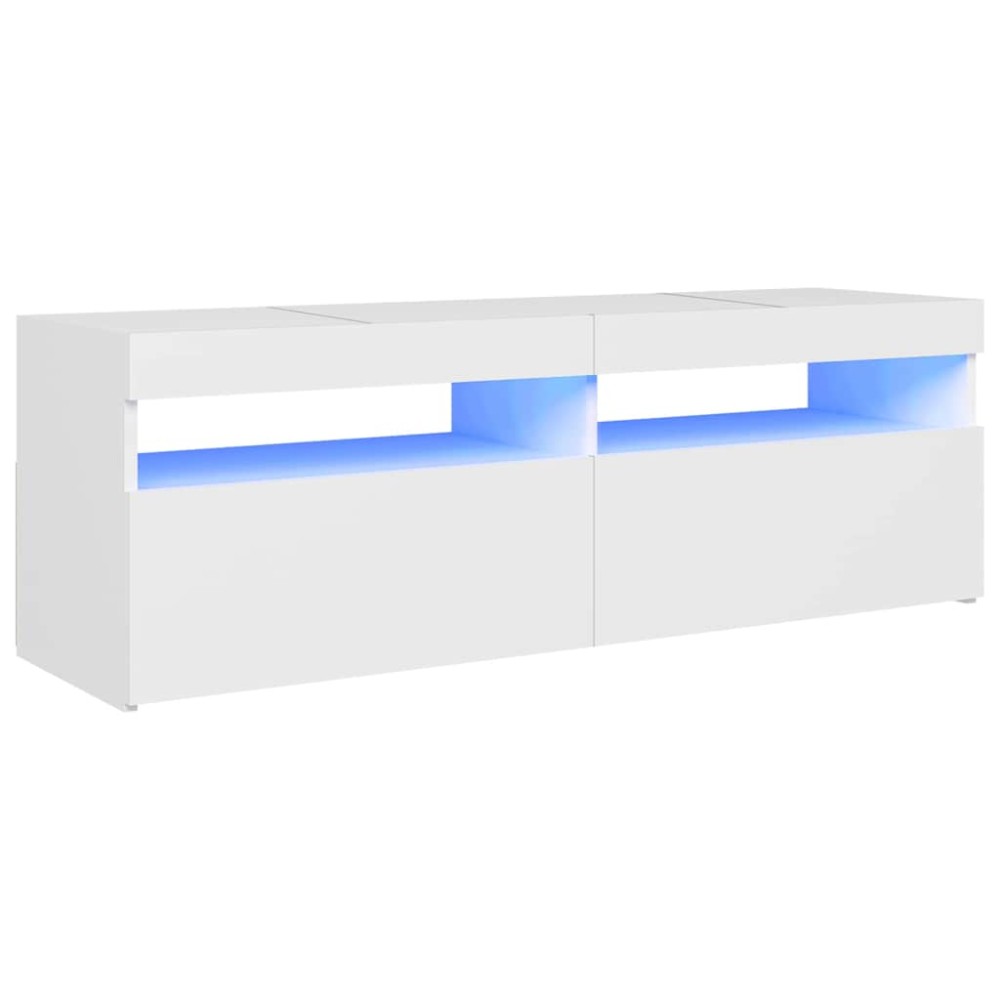 vidaXL Comodă TV cu lumini LED, alb, 120x35x40 cm