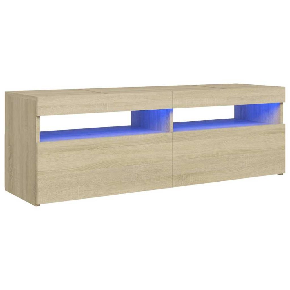 vidaXL Comodă TV cu lumini LED, stejar Sonoma, 120x35x40 cm