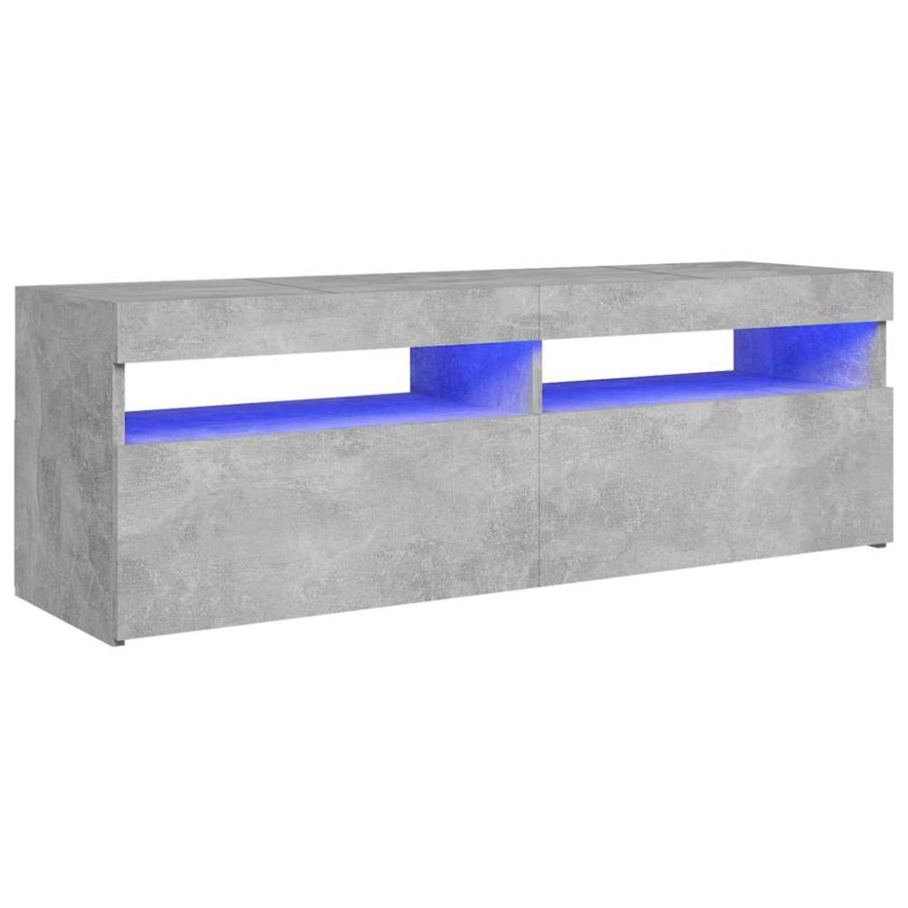 vidaXL Comodă TV cu lumini LED, gri beton, 120x35x40 cm