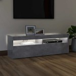 vidaXL Comodă TV cu lumini LED, gri beton, 120x35x40 cm vidaXL Comodă TV cu lumini LED, gri beton, 120x35x40 cm