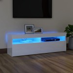 vidaXL Comodă TV cu lumini LED, alb extralucios, 120x35x40 cm vidaXL Comodă TV cu lumini LED, alb extralucios, 120x35x40 cm