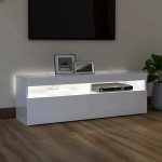 vidaXL Comodă TV cu lumini LED, alb extralucios, 120x35x40 cm vidaXL Comodă TV cu lumini LED, alb extralucios, 120x35x40 cm