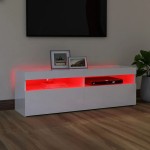 vidaXL Comodă TV cu lumini LED, alb extralucios, 120x35x40 cm vidaXL Comodă TV cu lumini LED, alb extralucios, 120x35x40 cm