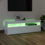 vidaXL Comodă TV cu lumini LED, alb extralucios, 120x35x40 cm vidaXL Comodă TV cu lumini LED, alb extralucios, 120x35x40 cm