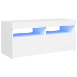 vidaXL Comodă TV cu lumini LED, alb, 90x35x40 cm vidaXL Comodă TV cu lumini LED, alb, 90x35x40 cm