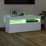 vidaXL Comodă TV cu lumini LED, alb, 90x35x40 cm vidaXL Comodă TV cu lumini LED, alb, 90x35x40 cm