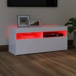 vidaXL Comodă TV cu lumini LED, alb, 90x35x40 cm vidaXL Comodă TV cu lumini LED, alb, 90x35x40 cm