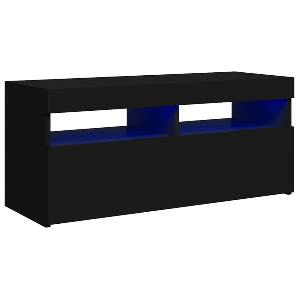 vidaXL Comodă TV cu lumini LED, negru, 90x35x40 cm