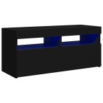 vidaXL Comodă TV cu lumini LED, negru, 90x35x40 cm