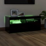 vidaXL Comodă TV cu lumini LED, negru, 90x35x40 cm