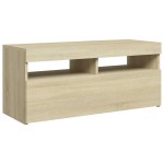 vidaXL Comodă TV cu lumini LED, stejar sonoma, 90x35x40 cm