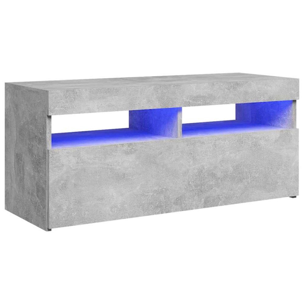vidaXL Comodă TV cu lumini LED, gri beton, 90x35x40 cm