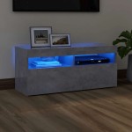 vidaXL Comodă TV cu lumini LED, gri beton, 90x35x40 cm vidaXL Comodă TV cu lumini LED, gri beton, 90x35x40 cm