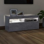 vidaXL Comodă TV cu lumini LED, gri beton, 90x35x40 cm vidaXL Comodă TV cu lumini LED, gri beton, 90x35x40 cm
