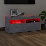 vidaXL Comodă TV cu lumini LED, gri beton, 90x35x40 cm vidaXL Comodă TV cu lumini LED, gri beton, 90x35x40 cm