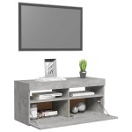 vidaXL Comodă TV cu lumini LED, gri beton, 90x35x40 cm vidaXL Comodă TV cu lumini LED, gri beton, 90x35x40 cm