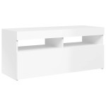 vidaXL Comodă TV cu lumini LED, alb extralucios, 90x35x40 cm vidaXL Comodă TV cu lumini LED, alb extralucios, 90x35x40 cm