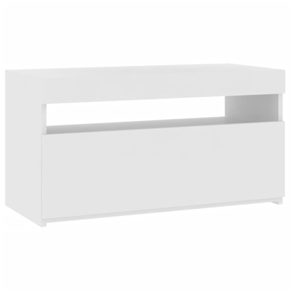 vidaXL Comodă TV cu lumini LED, alb, 75x35x40 cm