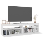 vidaXL Comode TV cu lumini LED, 2 buc., alb, 75x35x40 cm