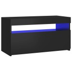 vidaXL Comodă TV cu lumini LED, negru, 75x35x40 cm