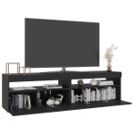 vidaXL Comode TV cu lumini LED, 2 buc., negru, 75x35x40 cm