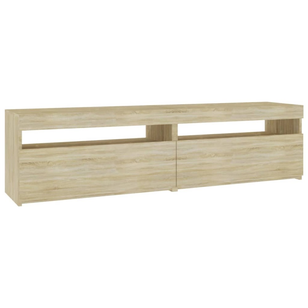 vidaXL Comode TV cu lumini LED, 2 buc., stejar sonoma, 75x35x40 cm