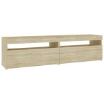 vidaXL Comode TV cu lumini LED, 2 buc., stejar sonoma, 75x35x40 cm